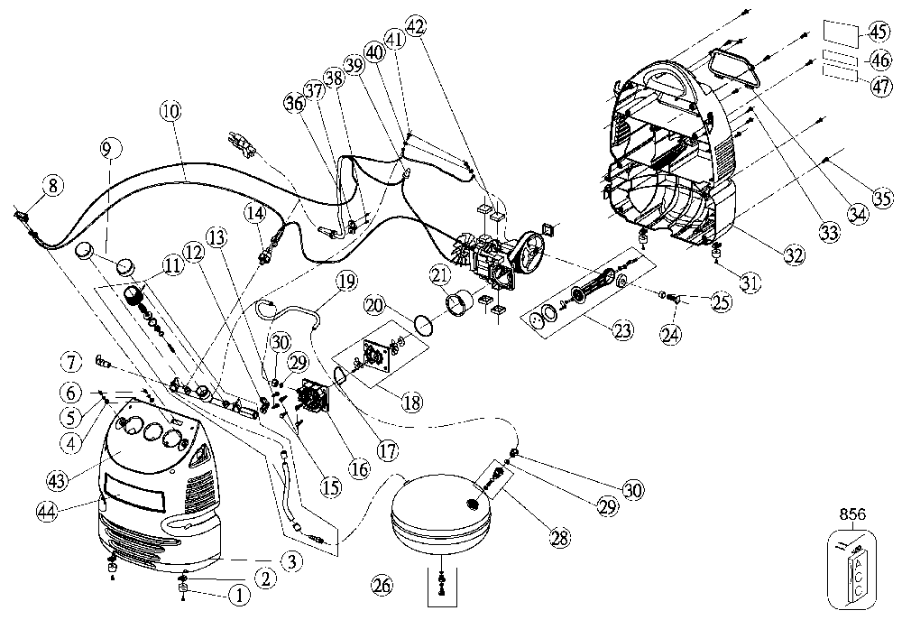 Exploded Diagram A Diagram and Parts List for CMB15-B Type 1 Porter Cable Nailer